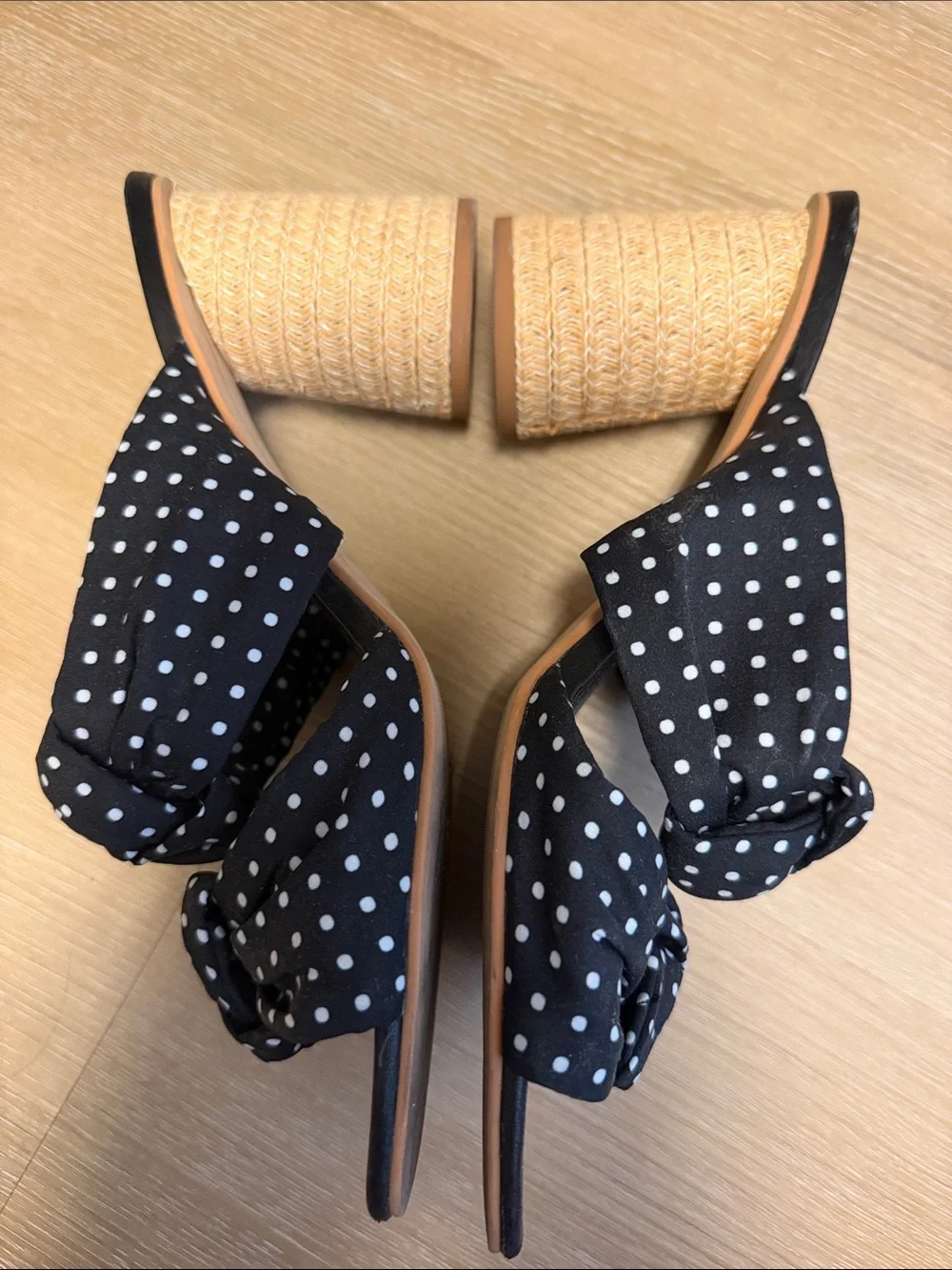 Dolce Vita Polka Dot Twisted Knot Slide Sandals Heels - Size 9